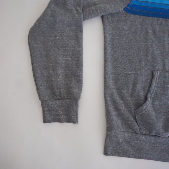 Aviator Nation Grey Cotton Zip Hoodie Blue Stripe Sporty Retro Nostalgic XL - Picture 9 of 12